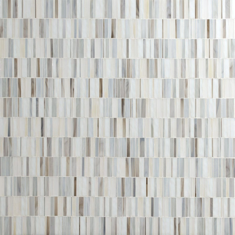 Citi stax greige 12"x12" film face glass mosaic wall tile SMOT-GLSB-CISTGRE3MM product shot wall view 3