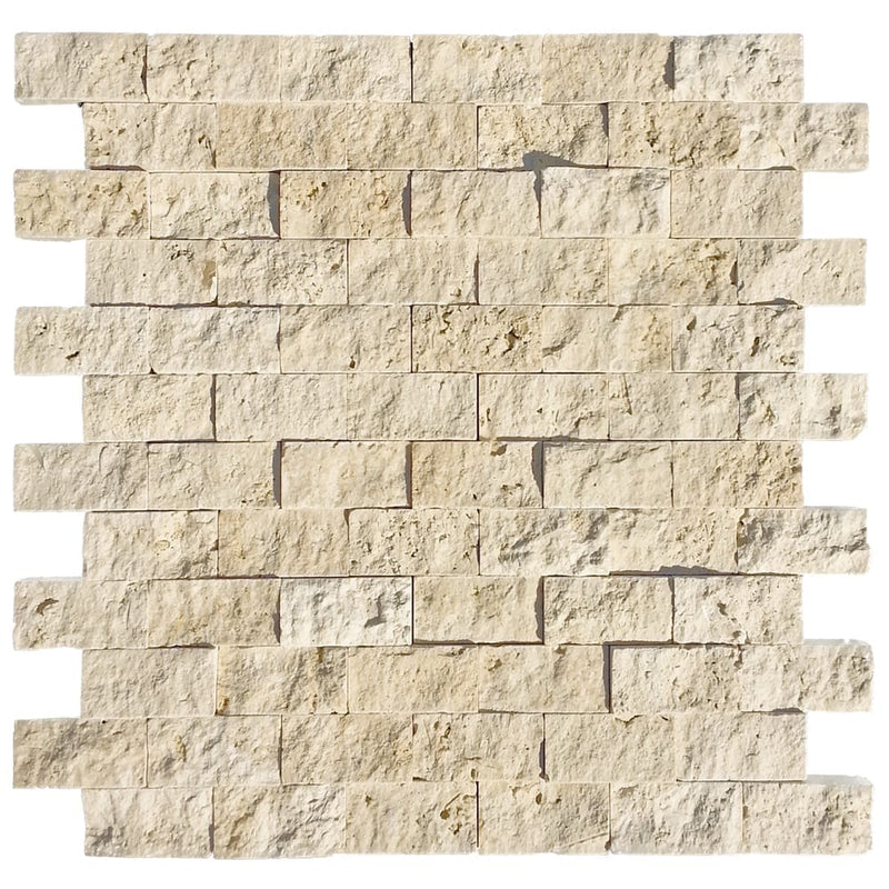 Travertine Classic Beige Split Face Mosaic Floor and Wall Tile - Livfloors Collection