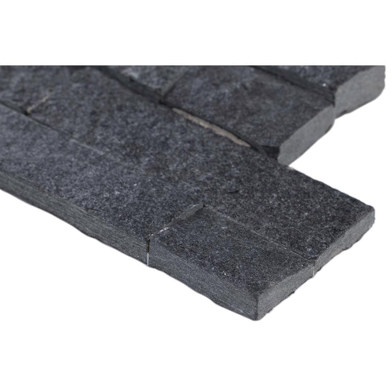 Coal canyon splitface ledger corner 6X18 natural quartzite wall tile LPNLQCOACAN618COR product shot profile view
