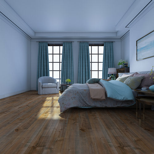 Laminate Hardwood 7.75" Wide, 48" RL, 12mm Thick Smooth Fortuna Coco Seco Floors - Mazzia Collection product shot bedroom view 2