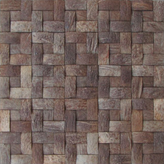 Coconut shell basketweave Mesh-mounted Mosaic Wall Tile 911004 top view