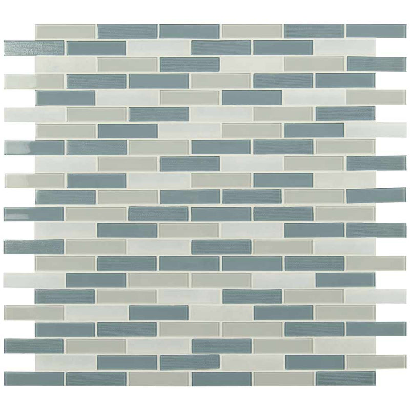 Colosseo azul brick 12X12 glass stone mesh mounted mosaic tile SMOT-SGLS-COLAZU4MM product shot multiple tiles top view