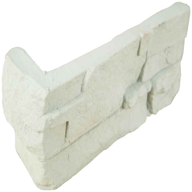 Copen snow corner stacked stone 9x19.5 natural manufactured stone LPNLECOPSNO4COR product shot angle view