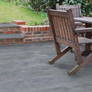 Cosmic black paver 16x24 sand blast marble paver LPAVMCOSBLK1624SB product shot outdoor view 2