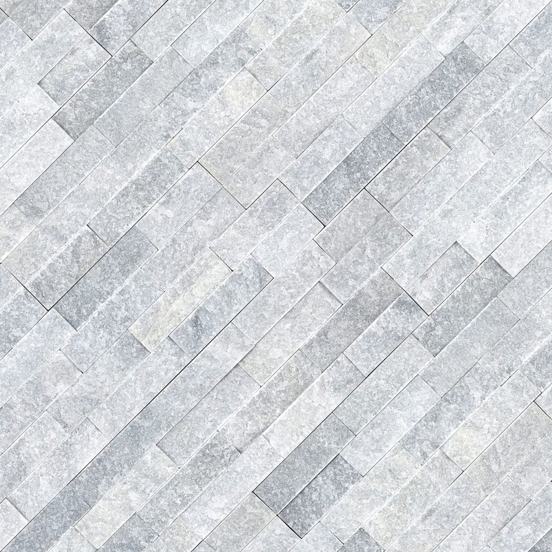Cosmic gray ledger panel 6"x24" splitface marble wall tile LPNLMCOSGRY624 product shot angle view