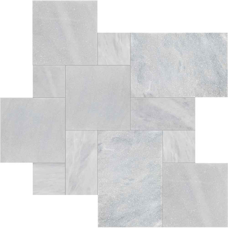 Cosmic gray pattern sandblast marble paver kit 10kits160 sq ftpallet LPAVMCOSGRY10KITS product shot angular view