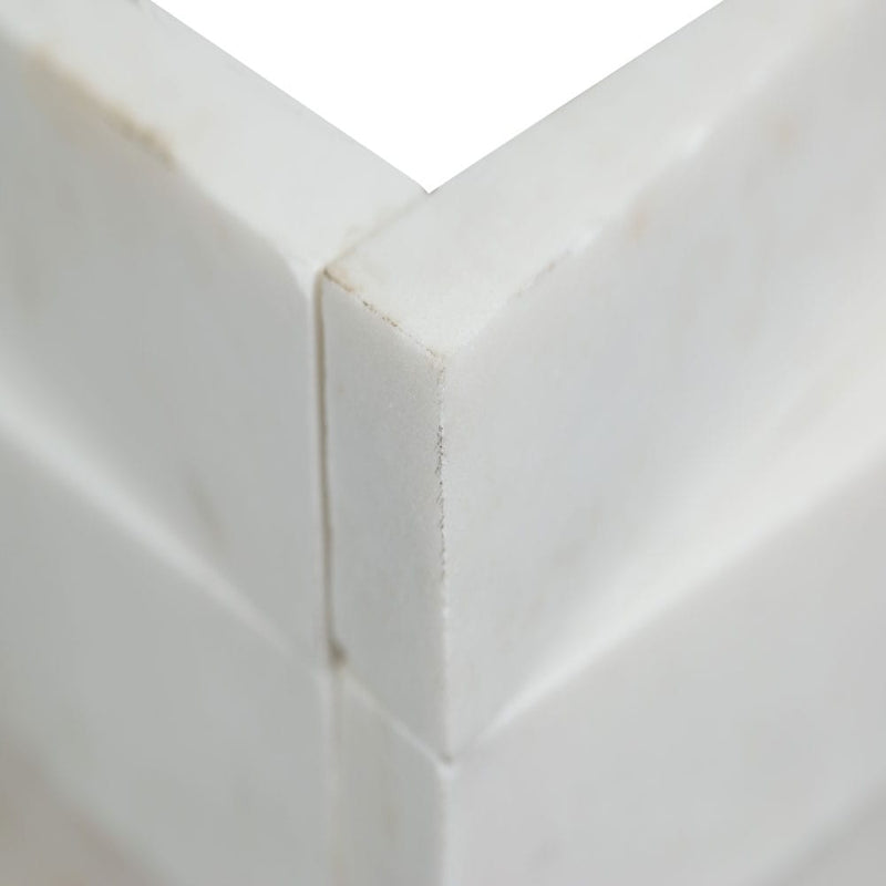 Cosmic white 3d corner wave panel 6"x18" honed marble wall tile LPNLMCOSWHI618COR-3DW product shot profile view