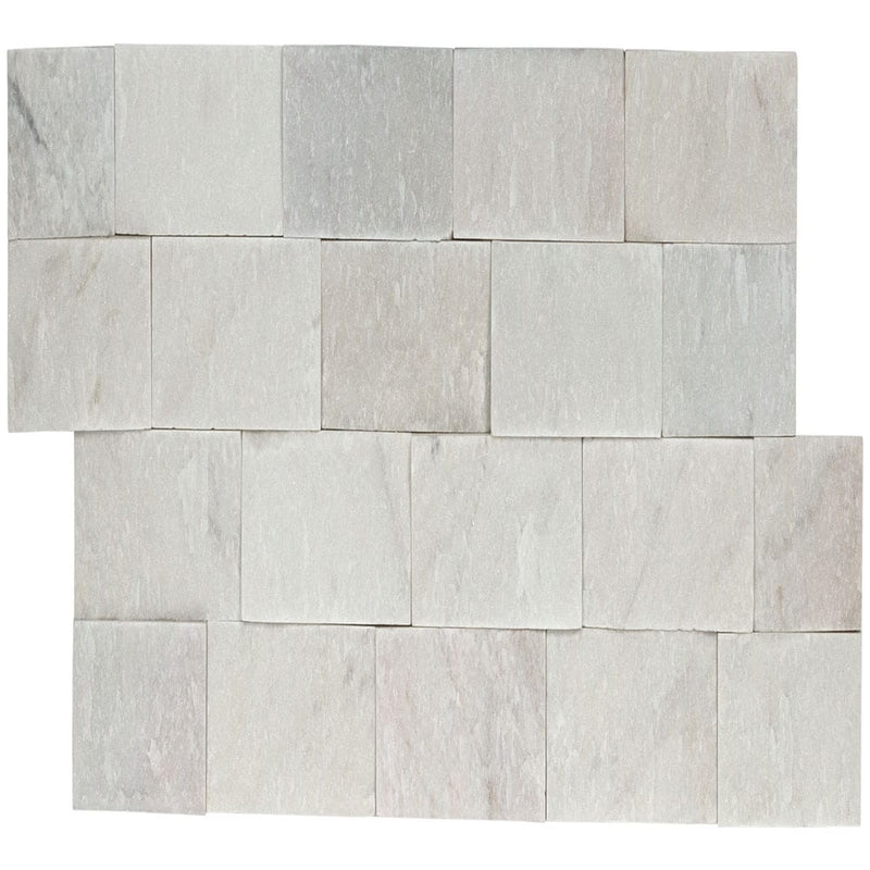Cosmic white ledger panel 6"x24" splitface marble wall tile LPNLMCOSWHI624 product shot top view 3