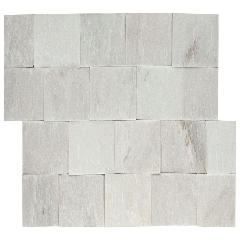 Cosmic white ledger panel 6"x24" splitface marble wall tile LPNLMCOSWHI624 product shot top view