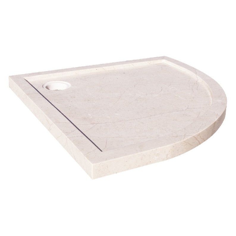 Cream Royal Marble Corner Shower Base Hand-carved from Solid Marble Block (W)36" (L)36" product shot angle view