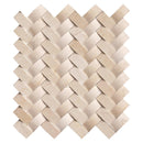 Crema arched herringbone 12X12 polished marble mesh mounted mosaic tile SMOT-ARCH-CREM-HBP product shot one tile top view