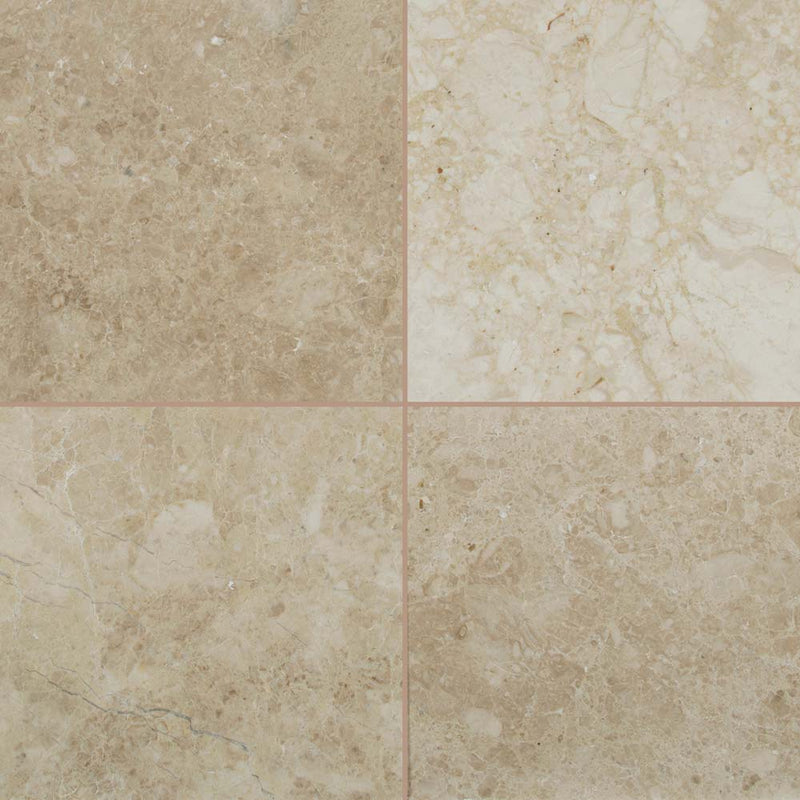 Crema cappuccino 12 x 24 polished marble floor and wall tile TTCAPU1224P-C product shot multiple tiles top view