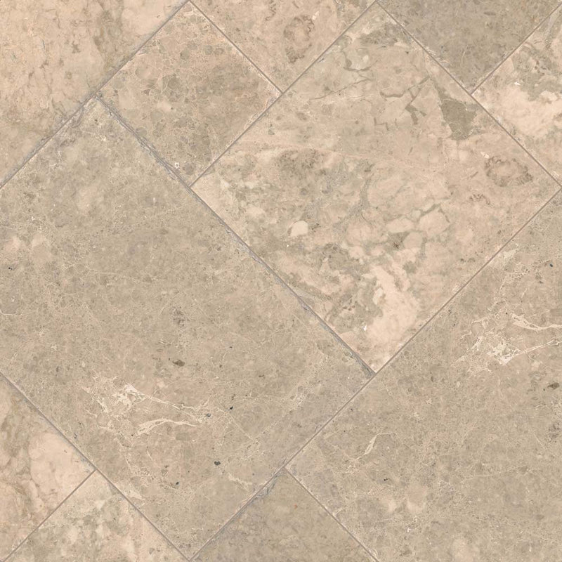 Crema cappuccino honed pattern marble floor and wall tile TTCAPU-PAT-HCB product shot multiple tiles angle view