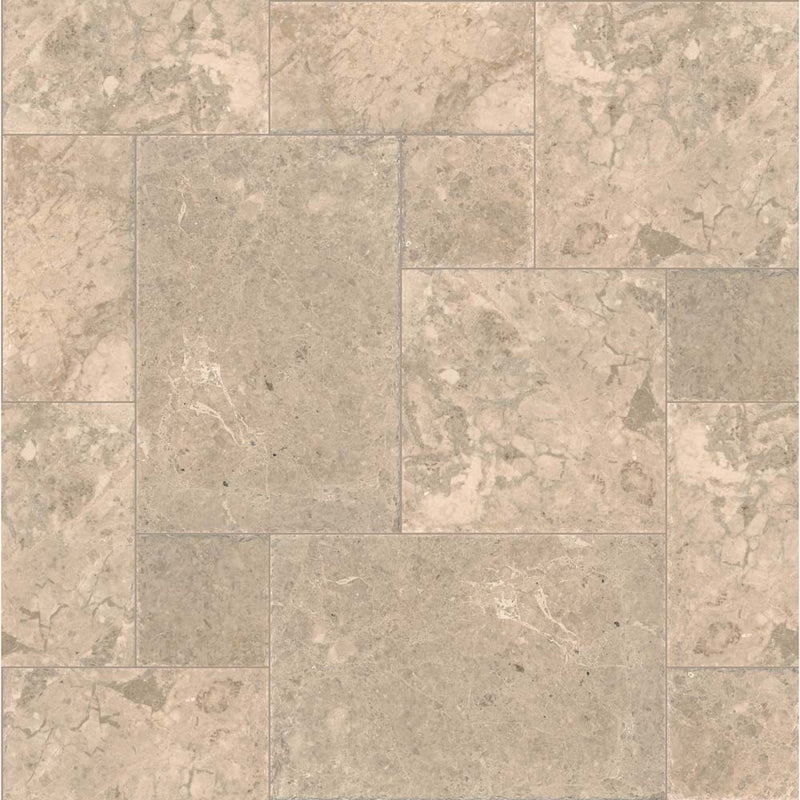 Crema cappuccino honed pattern marble floor and wall tile TTCAPU-PAT-HCB product shot multiple tiles top view