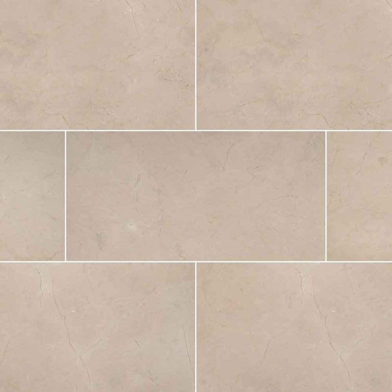 Crema marfil 12 in x 24 in classic polished marble floor and wall tile TCREMAR1224CL38 product shot angle view