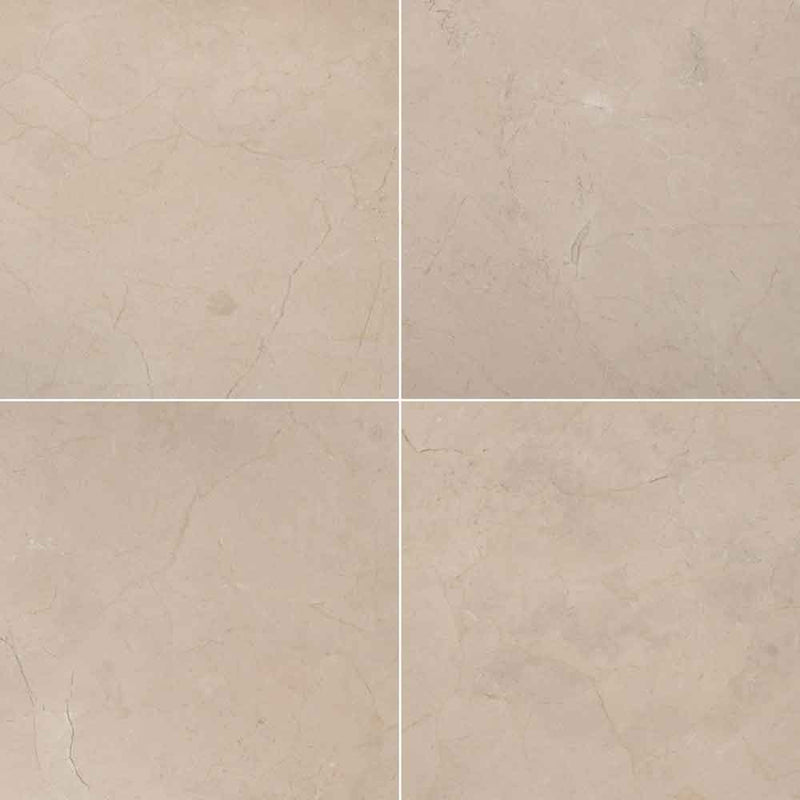 Crema marfil 18 in x 18 in classic honed marble floor and wall tile TCREMAR1818HSL product shot angle view