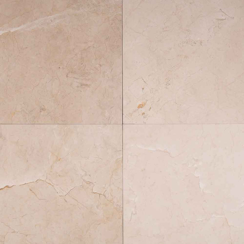Crema marfil 18 in x 18 in classic polished marble floor and wall tile TCREMAR181850CL product shot wall view