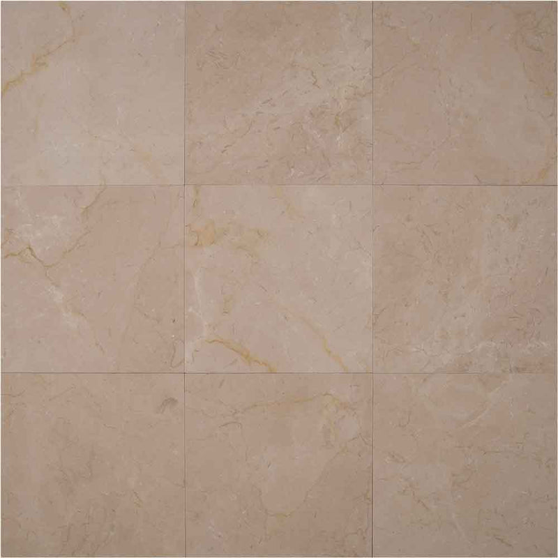 Crema marfil 18 in x 18 in select polished marble floor and wall tile TCREMAR1818SL product shot angle view