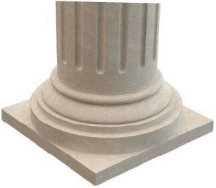 Crema marfil marble hand-carved column base 20x20x10 MEGCL01 angle view