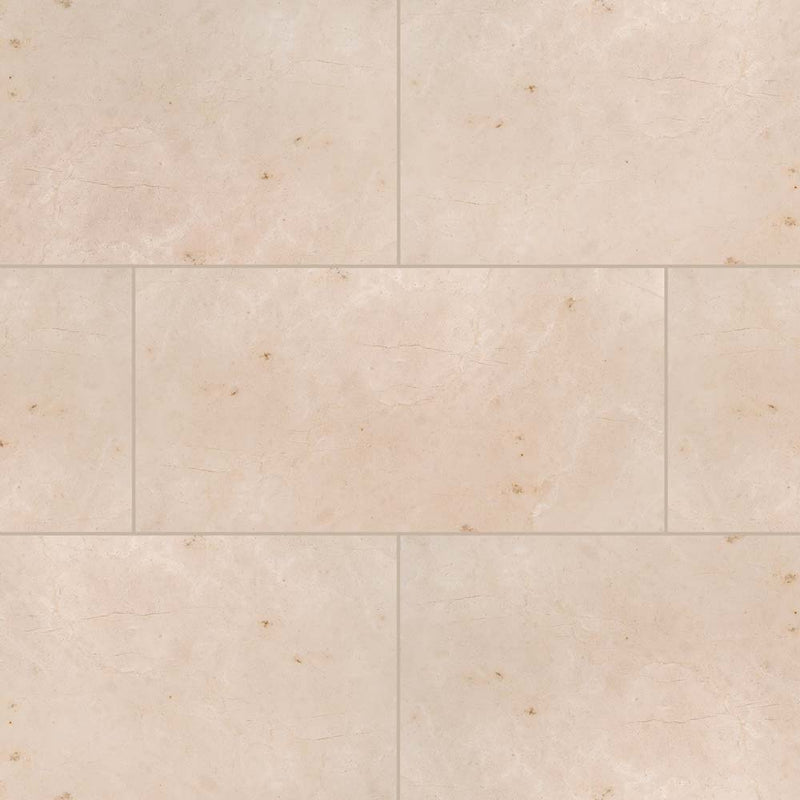 Crema marfil select 12 in x 24 in polished marble floor and wall tile TCREMAR1224SL38 product shot multiple tiles top view