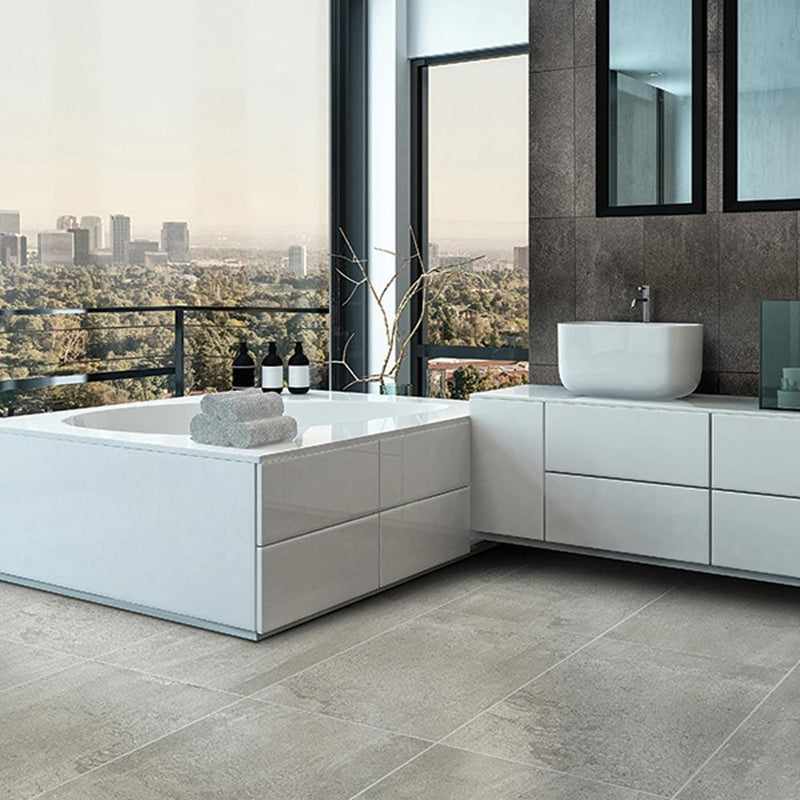 Crete sage honed porcelain floor and wall tile liberty us collection LUSIRG1224130 product shot room view
