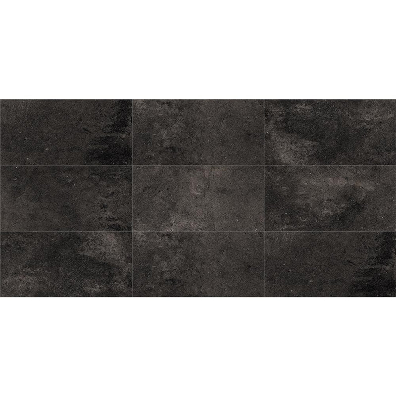 Crete weathered black honed porcelain floor and wall tile liberty us collection LUSIRG1224131 product shot multiple tiles top view