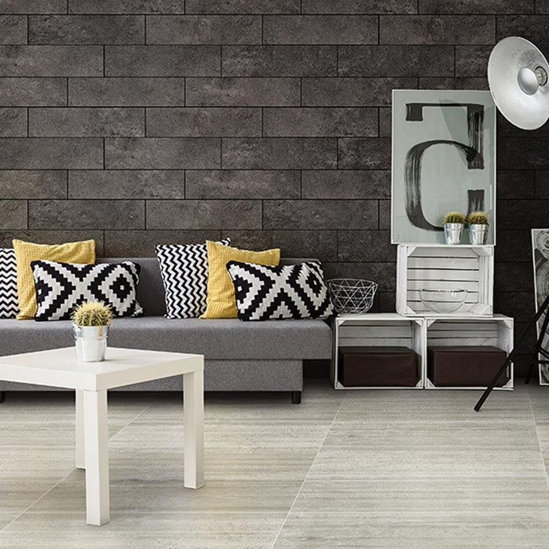 Crete weathered black honed porcelain floor and wall tile liberty us collection LUSIRG1836131 product shot room view