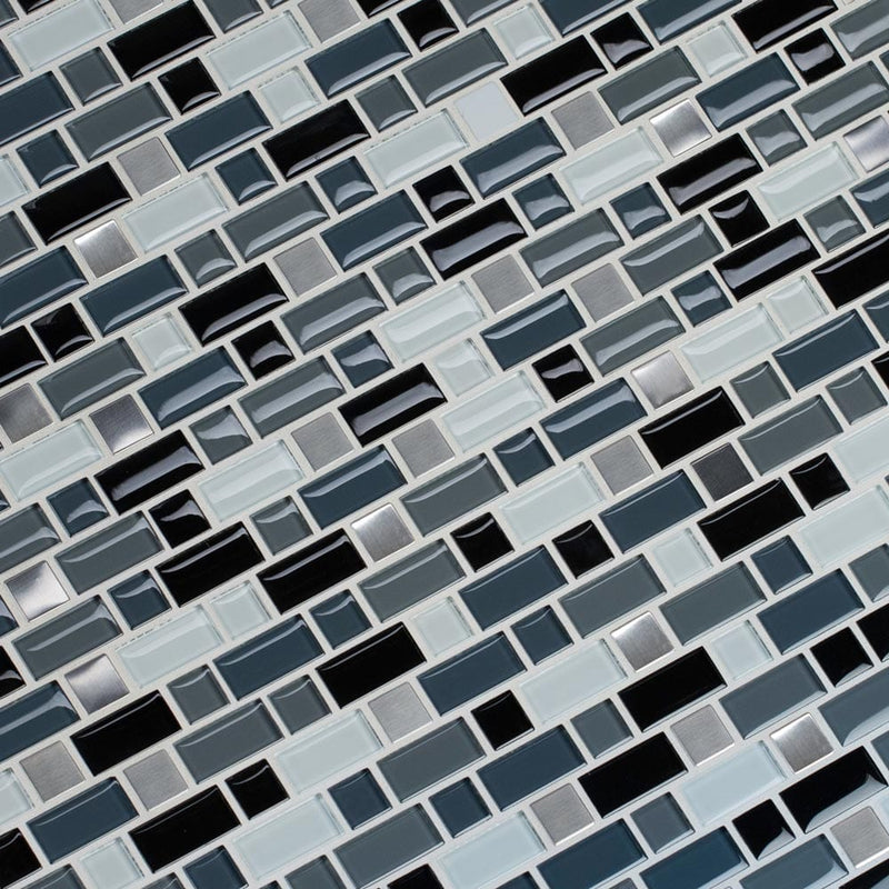 Crystal cove 12X12 glass blend mesh mounted mosaic tile THDWG-GLMT-CCB-8MM product shot multiple tiles angle view