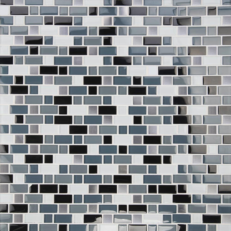 Crystal cove 12X12 glass blend mesh mounted mosaic tile THDWG-GLMT-CCB-8MM product shot multiple tiles top view