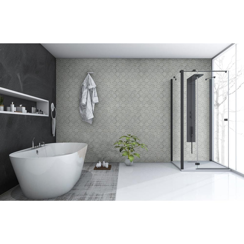 Danza arabesque 10.19X10.94 Polished marble mesh mounted mosaic tile SMOT-DANARA-POL8MM product shot bath view