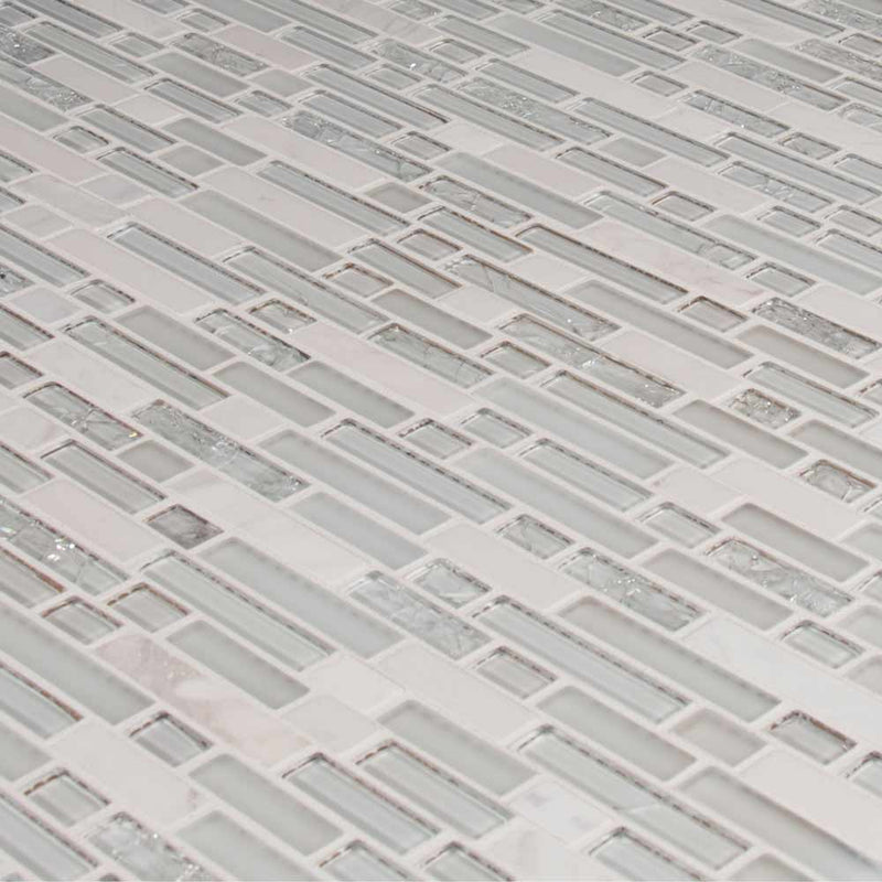 Delano blanco 11.87X11.87 glass stone mesh mounted mosaic tile SMOT-SGLS-DELBLA6MM product shot multiple tiles angle view