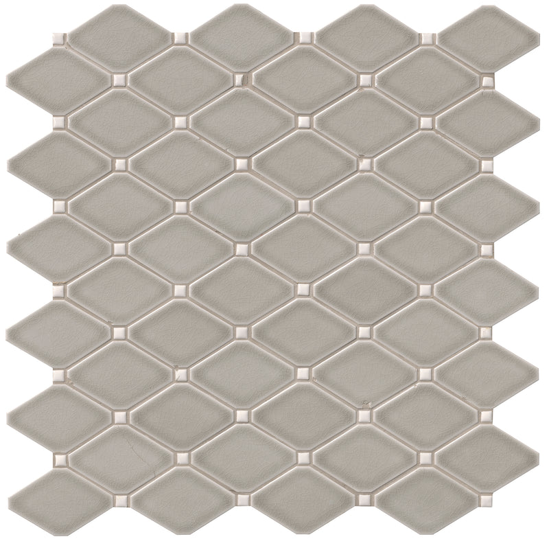 Dove gray diamond 12.28x12.8 glazed ceramic meshmounted mosaic tile  msi collection SMOT-PT-DG-DIAMOND product shot profile view 2