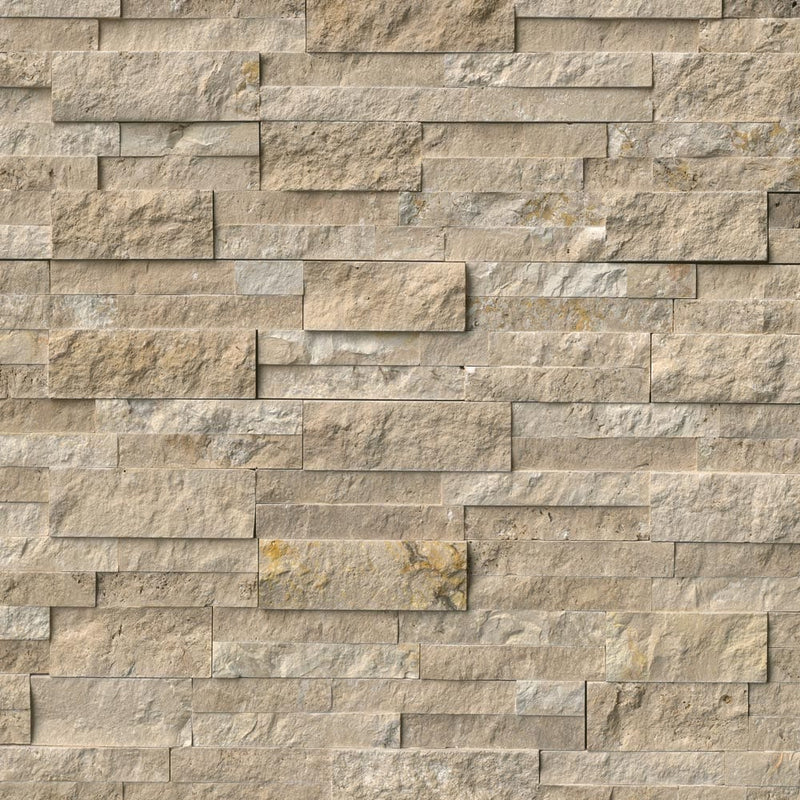 Durango cream splitface ledger panel 6X24 natural travertine wall tile LPNLTDURCRE624 product shot multiple tiles top view