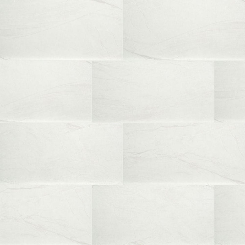 Durban white 12X24 polished porcelain floor and wall tile NDURWHI1224P product shot multiple tiles top view