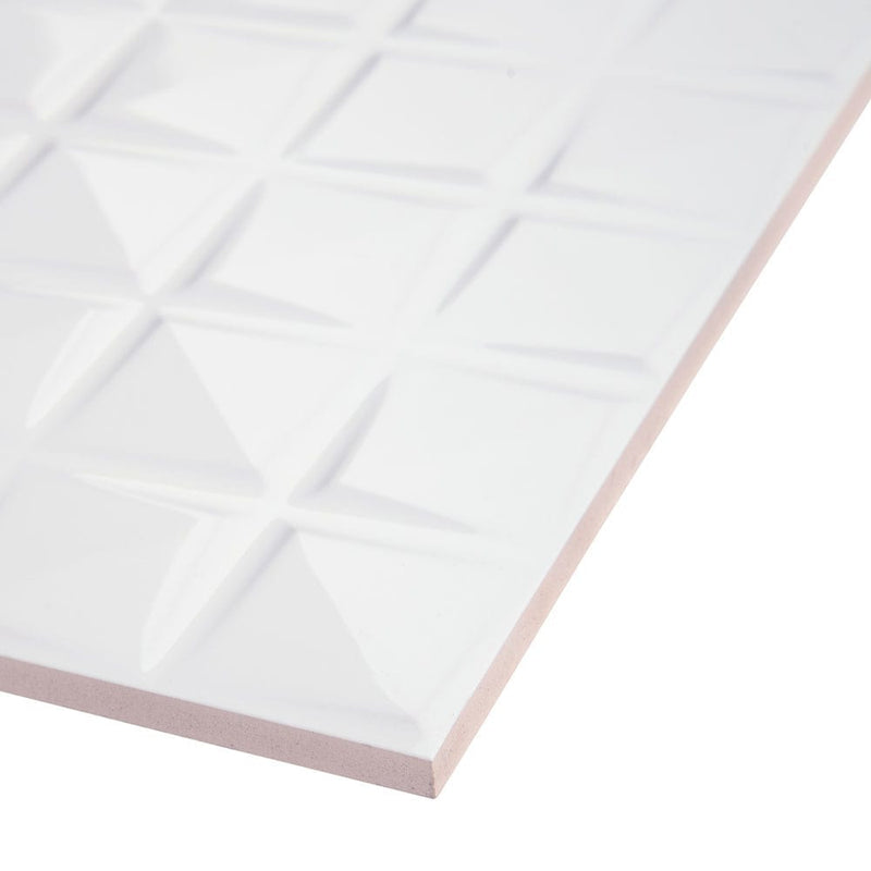 Dymo chex white 12x24 glossy ceramic wall tile NDYCHEWHI1224G-N product shot profile view