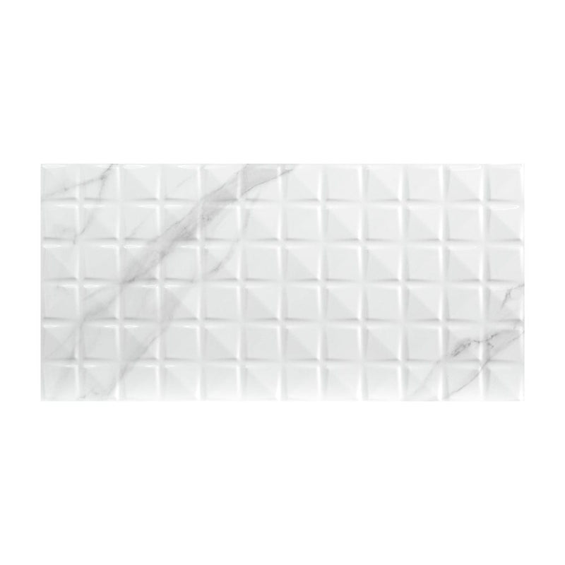 Dymo statuary 12″x24″ ceramic floor and wall tile glossy NDYMSTACHEWHI1224G-N product shot tile top view 2