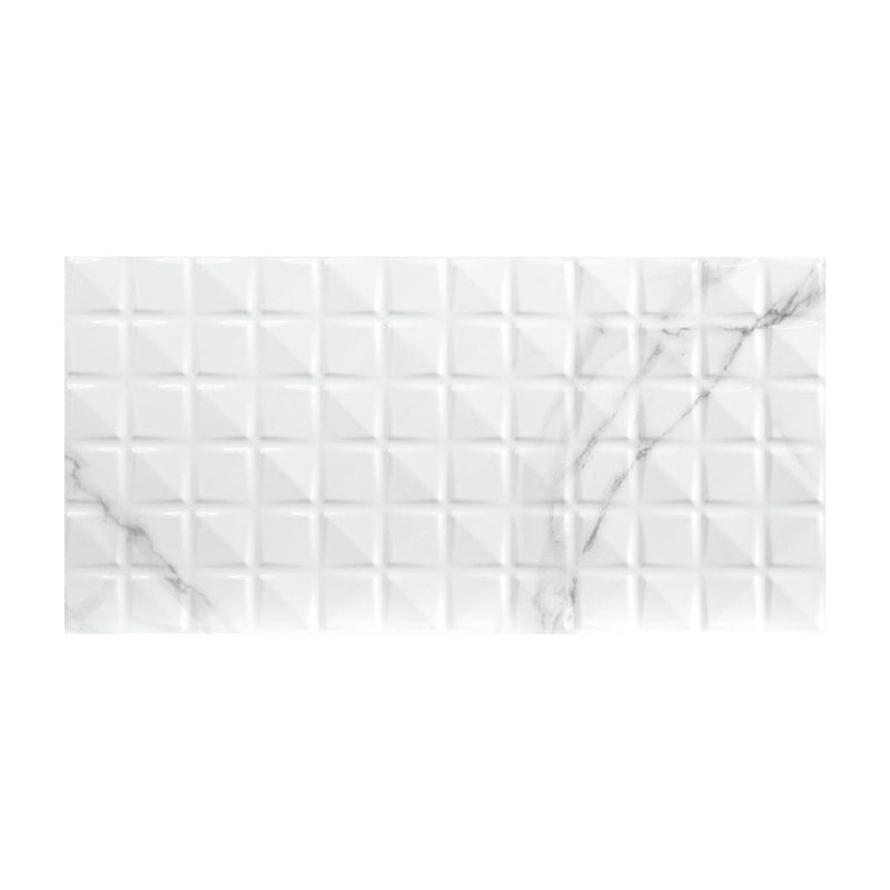 Dymo statuary 12″x24″ ceramic floor and wall tile glossy NDYMSTACHEWHI1224G-N product shot tile top view 3