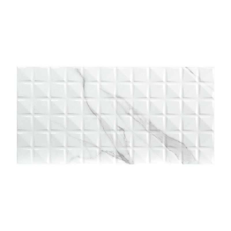 Dymo statuary 12″x24″ ceramic floor and wall tile glossy NDYMSTACHEWHI1224G-N product shot tile top view 4