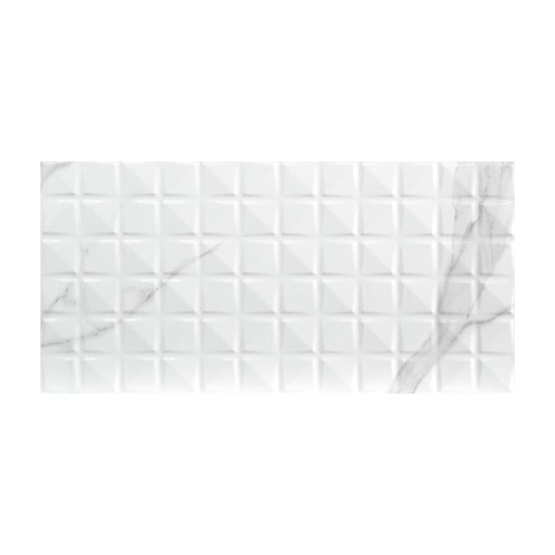 Dymo statuary 12″x24″ ceramic floor and wall tile glossy NDYMSTACHEWHI1224G-N product shot tile top view 6