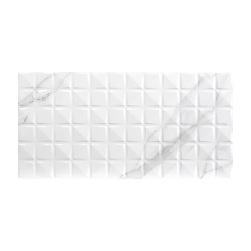 Dymo statuary 12″x24″ ceramic floor and wall tile glossy NDYMSTACHEWHI1224G-N product shot tile top view