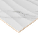 Dymo statuary wavy white glossy 12 x 24 glazed ceramic wall tile NDYMSTAWAVWHI1224G-N product shot profile view