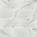 Dymo statuary wavy white glossy 12 x 24 glazed ceramic wall tile NDYMSTAWAVWHI1224G-N product shot wall view