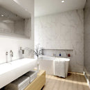 Dymo statuary wavy white glossy 12 x 24 glazed ceramic wall tile NDYMSTAWAVWHI1224G-N room shot bathroom view
