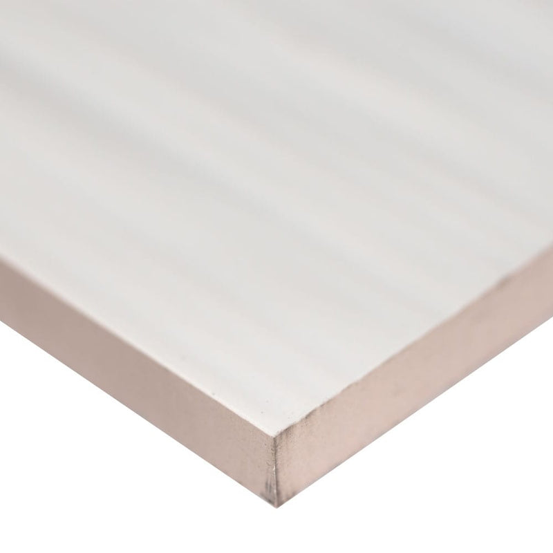 Dymo stripe white 12"x24" glossy ceramic wall tile NDYMSTRWHI1236-N product shot profile view