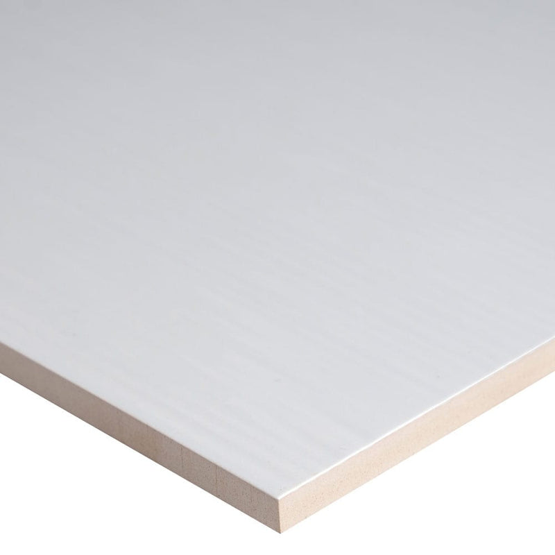 Dymo stripe white 12x36 glossy ceramic wall tile NDYMSTRWHI1236-N product shot profile view