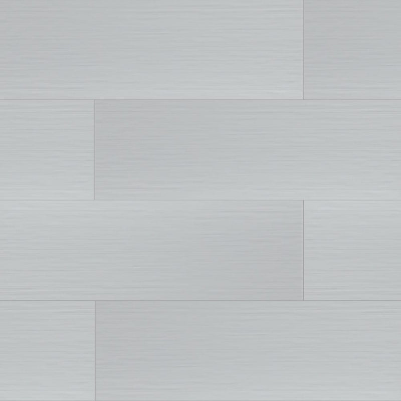 Dymo stripe white 12"x24" glossy ceramic wall tile NDYMSTRWHI1236-N product shot wall view 2