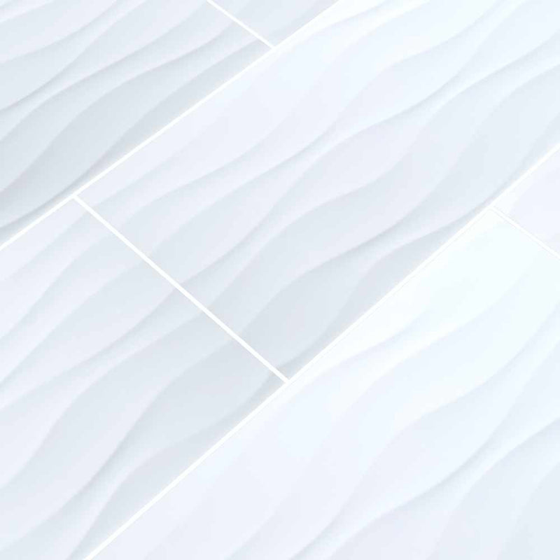 Dymo Wavy White 12"x24" Glazed Ceramic Wall Tile MSI Collection