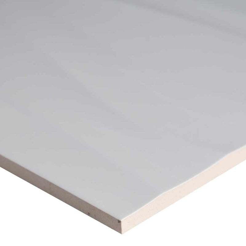 Dymo wavy white 12 x 24 glazed ceramic wall tile msi collection NDYMWAVWHI1224G product shot one tile profile view