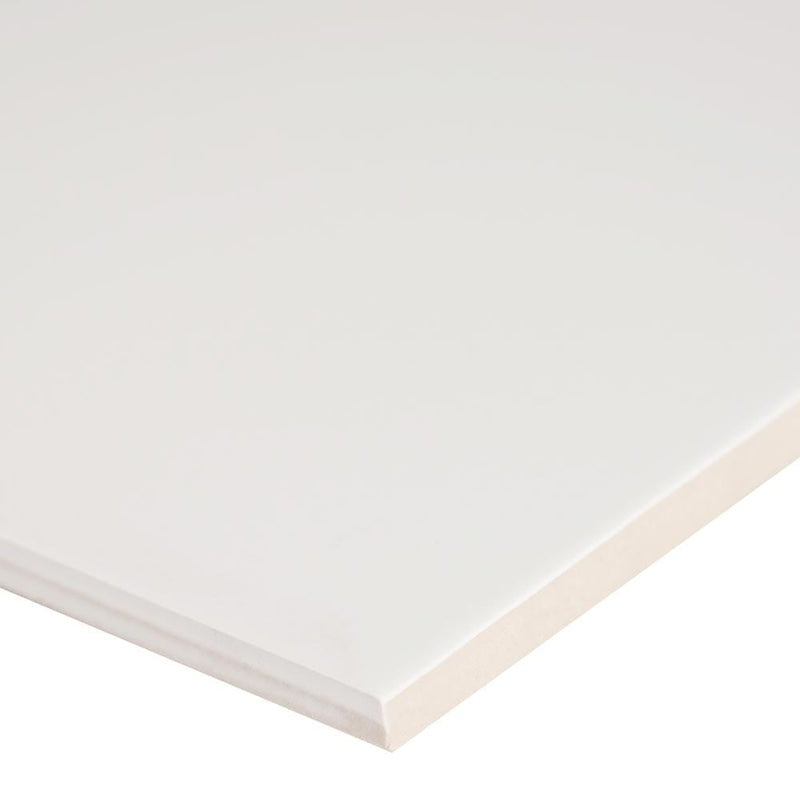 Dymo white glossy glazed ceramic wall tile msi collection NDYMWHI1224G product shot one tile profile view