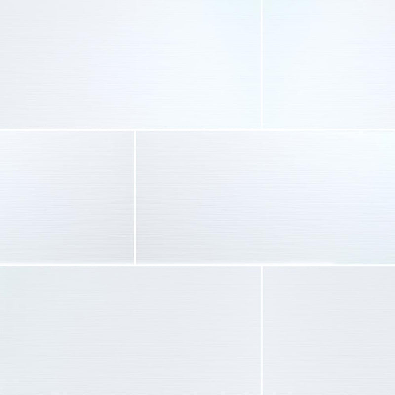 Dymo white stripe 12x24 glossy glazed ceramic wall tile msi collection NDYMSTRWHI1224G product shot multiple tiles top view